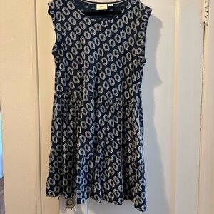 Maeve Blue Fit and Flare Sleeveless Mini Dress